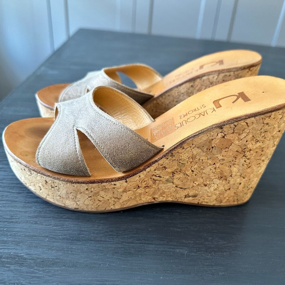 K. Jacques St Tropez 4" platform slide size 38